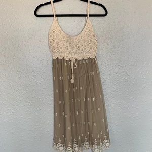J GEE Crochet Detail Tan Tank Top Dress